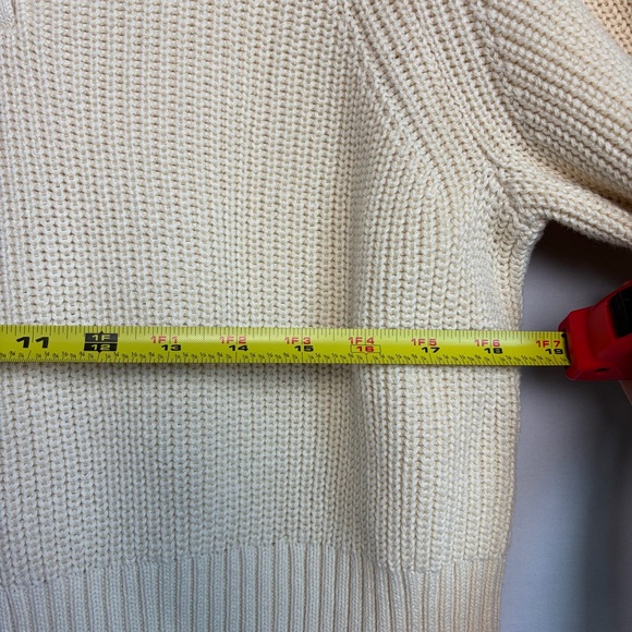 J Crew Sweater Women Sz M Cream Ribbed Knit Cotton Button Collar Preppy READ - Picture 2 of 16